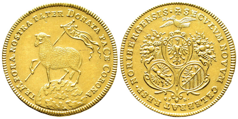 Nürnberg, Stadt, Doppeldukat 1700. Lammprägung. 6,99 g. Fb. 1882; Kellner 51. Mi...