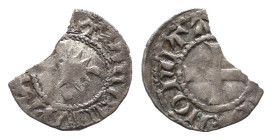 Oldesloe, Stadt, 1/4 Witten o. J. (vor 1379). 0,33 g. Jesse 345, Lange 9b. Von großer Seltenheit. Starker Randausbruch, sehr schön