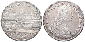 Regensburg, Stadt, Konv.-Taler 1754, mit Titel von Franz I. 28,06 g. Beckenb. 7101; Dav. 2618 B. Hübsche Patina, sehr schön-vorzüglich