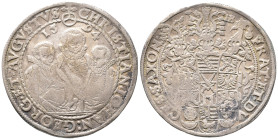 Sachsen, Christian II., Johann Georg I. und August 1591-1611, Reichstaler 1594, Dresden. 28,74 g. Dav. 9820; Schnee 754. Min. Belag, sehr schön