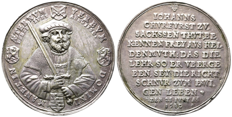 Sachsen, Johann Georg I. 1615-1656, Silbermedaille 1630, von S. Dadler, auf die ...