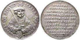 Sachsen, Johann Georg I. 1615-1656, Silbermedaille 1630, von S. Dadler, auf die 100-Jahrfeier der Übergabe der Augsburger Konfession. 56 mm; 41,85 g. ...