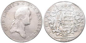 Sachsen, Friedrich August III. 1763-1806, Konv.-Taler 1771, Dresden. 27,94 g. Dav. 2690; Schnee 1073. Min. Belag, sehr schön