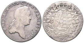 Sachsen, Friedrich August III. 1763-1806, Konv.-Taler 1775, Dresden. Ausbeute der sächsischen Gruben. 27,70 g. Dav. 2691; Schnee 1074. Sehr schön
