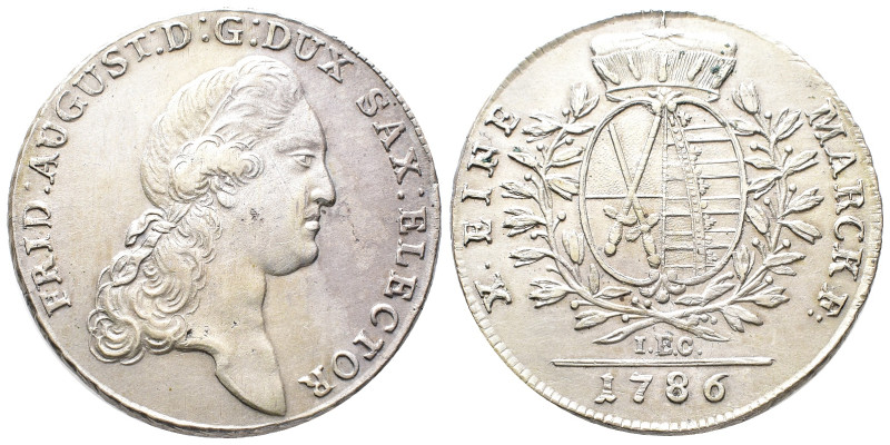 Sachsen, Friedrich August III. 1763-1806, Konv.-Taler 1786, Dresden. 28,03 g. Da...
