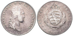 Sachsen, Friedrich August I. 1806-1827, Konv.-Taler 1808, Dresden. 27,81 g. Dav. 855; AKS 13. Hübsche Patina, sehr schön