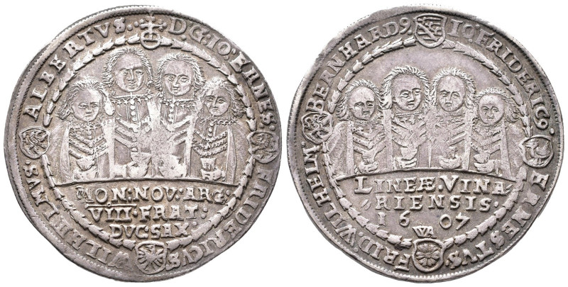 Sachsen Weimar, Johann Ernst und seine sieben Brüder 1605-1619, Reichstaler 1607...