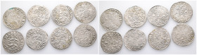 Schleswig Holstein Gottorp, Johann Adolf 1590-1616, Doppelschilling (1/16 Taler). 8 Stück. 1596, 1597 (2x), 1598 (2x), 1600, 1603 (2x). Sehr schön-vor...