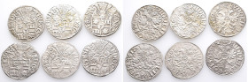 Schleswig Holstein Schauenburg, Ernst III. 1601-1622, Doppelschilling (1/16 Taler). 6 Stück. 1608, 1609 (4x), 1612. Sehr schön-vorzüglich