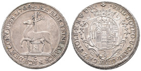 Stolberg, Friedrich Botho zu Stolberg-Rossla und Karl Ludwig zu Stolberg-Stolberg 1761-1768, 2/3 Taler 1764, Stolberg. 13,96 g. Friederich 1986. Hübsc...