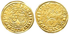 Trier, Kuno II. von Falkenstein 1362-1388, Goldgulden o. J. (1382-1385), Koblenz. 3,48 g. Fb 3401; Noss 121. Sehr schön +