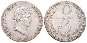 Westphalen, Napoleon 1807-1813, 2/3 Taler 1813 C. 13,13 g. AKS 25. Sehr schön-vorzüglich