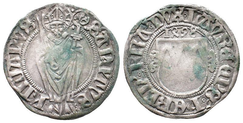 Würzburg, Lorenz von Bibra 1495-1519, Schilling 1498. 2,19 g. Helmschrott 7, Lev...