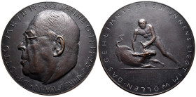 Kunstmedaillen, Anonymer Medailleur, Bronzegussmedaille o. J. "Dr. Otto Meyer (1882-1969). Zum 25-jährigem Firmenjubiläum bei MAN und 30-jährigem Jubi...