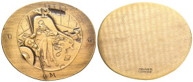 Kunstmedaillen, Burgeff, Hans Karl, querovale Bronzemedaille (einseitig) o. J. (1990) "Das Sofa des Dr. Otto" 60 x 71 mm; 75,89 g. Fast prägefrisch