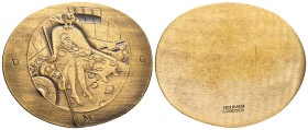 Kunstmedaillen, Burgeff, Hans Karl, querovale Bronzemedaille (einseitig) o. J. (1990) "Das Sofa des Dr. Otto" 60 x 71 mm; 77,40 g. Fast prägefrisch