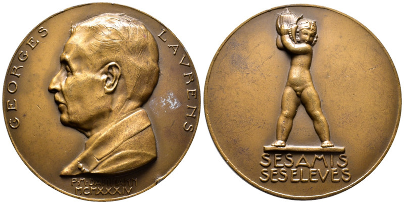 Kunstmedaillen, Dammann, Paul-Marcel, Bronzemedaille 1934 "Georges Laurens" 80 m...