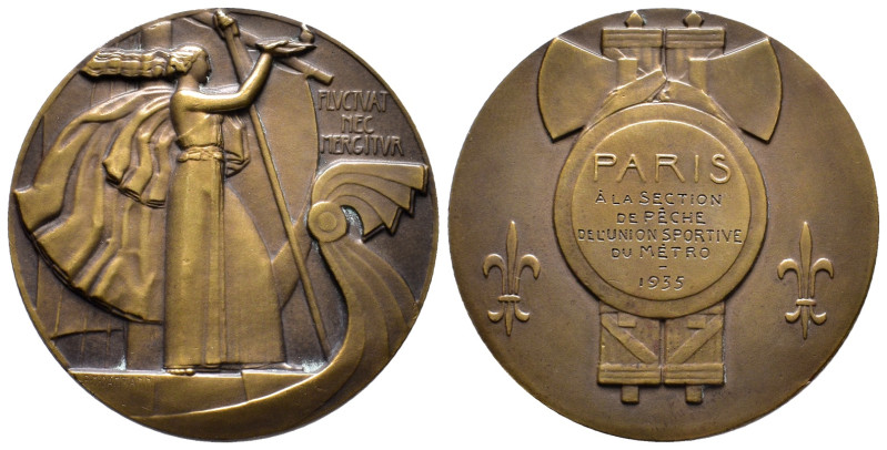 Kunstmedaillen, Dammann, Paul-Marcel, Bronzemedaille o. J. (1935 graviert) "Pari...
