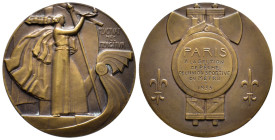 Kunstmedaillen, Dammann, Paul-Marcel, Bronzemedaille o. J. (1935 graviert) "Pariser Kogge" 50 mm; 53,86 g. Vorzüglich