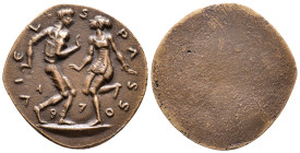 Kunstmedaillen, Fitzenreiter, Wilfried, Bronzegussmedaille (einseitig) 1970 "Neujahrsgruß, Viel Spass" 50 mm; 34,54 g. Gussfrisch