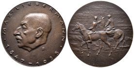 Kunstmedaillen, Fitzenreiter, Wilfried, Bronzegussmedaille 1985 "Max Liebermann 1847-1935" (Zum 50. Todestag) 77 mm; 169,53 g. Fast gussfrisch