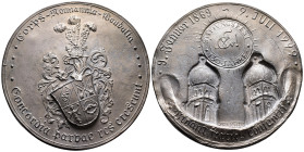 Kunstmedaillen, Güttler, Peter Götz, Weißmetall-Gussmedaille 1999 "Stiftungsfest 130 Jahre Corps Normannia-Vandalia in München" 97 mm; 298,35 g. Gussf...