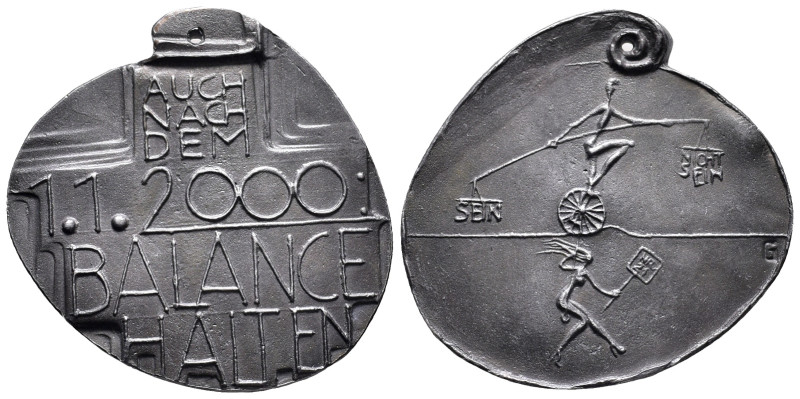 Kunstmedaillen, Güttler, Peter Götz, Weißmetall-Gussmedaille 1999 "Zum neuen Jah...
