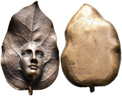 Kunstmedaillen, Ruppel, Barbara, Bronzegussmedaille 1993 "Daphne" 117 x 73 mm; 458,56 g. Vorzüglich
