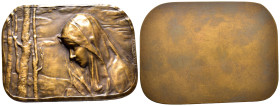 Kunstmedaillen, Schwartz, Stefan, einseitige Bronzeplakette o. J. "Frau vor Bäumen" 80 x 59 mm; 155,38 g. Vorzüglich