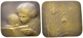 Kunstmedaillen, Yencesse, Ovide, Bronzeplakette o. J. "Mutterliebe" 50 x 45 mm; 66,48 g. Vorzüglich