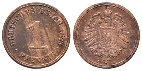 Kaiserreich, Kleinmünzen, 1 Pfennig 1873 A. J. 1. Sehr schön