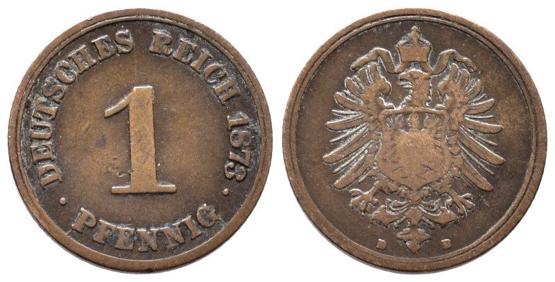 Kaiserreich, Kleinmünzen, 1 Pfennig 1873 D. J. 1. Sehr schön
