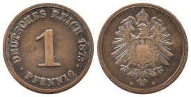 Kaiserreich, Kleinmünzen, 1 Pfennig 1873 D. J. 1. Sehr schön