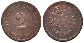 Kaiserreich, Kleinmünzen, 2 Pfennig 1873 G. J. 2. Schön-sehr schön