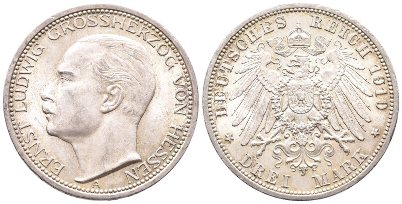 Kaiserreich, Hessen, Ernst Ludwig 1892-1918, 2 Mark 1910. J. 76. Kl. Kratzer, vo...