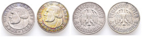 Drittes Reich, 5 Reichsmark 1933 A. Luther. J. 353. 2 Stück. Randfehler (1x), sehr schön