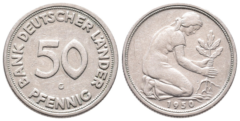 Bundesrepublik Deutschland, 50 Pfennig 1950 G. Bank Deutscher Länder. J. 379. Se...