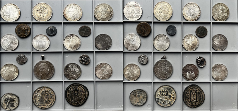Kl. Konvolut von einigen Silbermünzen, darunter 7x 10 DM; 3X 100 ÖS; 5 Mark Preu...