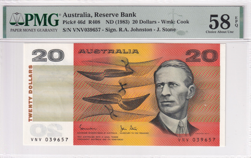 Australia, 20 Dollars, 1983, AUNC, p46d

PMG 58 EPQ

Estimate: USD 75-150