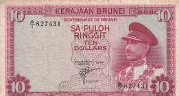 Brunei, 10 Dollars, 1967, VF, p3