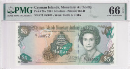 Cayman Islands, 5 Dollars, 2001, UNC, p27a