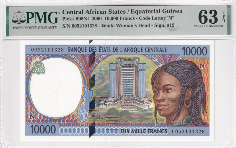 Central African States, 10.000 Francs, 2000, UNC, p505Nf

PMG 63 EPQ

Estima...