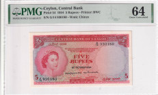 Ceylon, 5 Rupees, 1954, UNC, p54