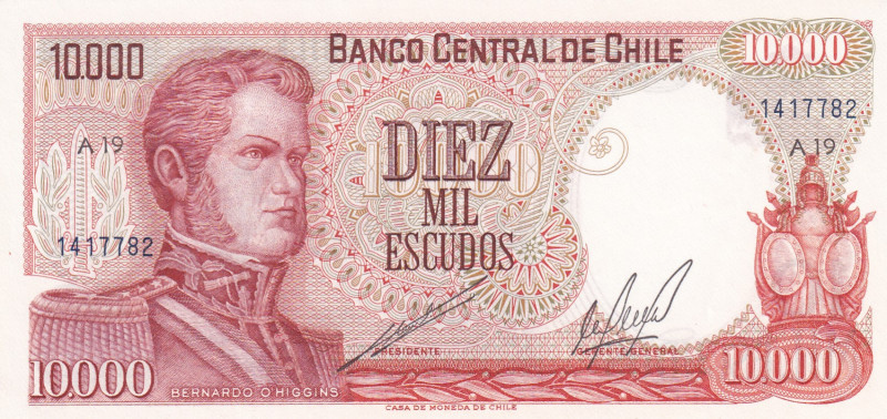 Chile, 10.000 Escudos, 1967/1975, UNC, p148

Estimate: USD 10-20