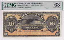 Costa Rica, 10 Pesos, 1899, UNC, pS164r, REMAINDER