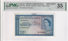 Cyprus, 250 Mils, 1955/1960, VF, p33s, SPECIMEN