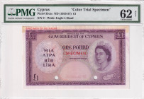 Cyprus, 1 Pound, 1955/1957, UNC, p35cts, SPECIMEN