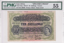 East Africa, 10 Shillings, 1953/1957, AUNC, p34sp, SPECİMEN PROOF