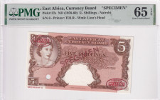 East Africa, 5 Shilings, 1958/1960, UNC, p37s, SPECIMEN