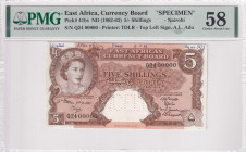 East Africa, 5 Shilings, 1962/1963, AUNC, p41bs, SPECİMEN PROOF